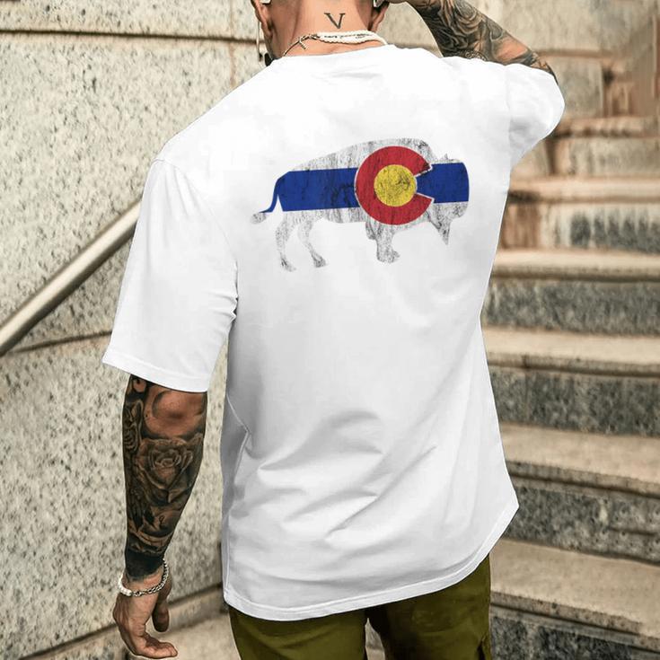 コロラド州旗バッファローtシャツ 美しいネイティブコロラドtシャツ メンズTシャツ バックプリント 彼への贈り物