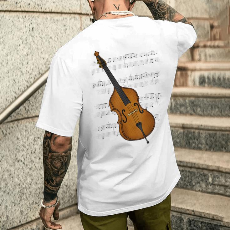 コントラバス講師 ベーシスト ジャズミュージシャン メンズTシャツ バックプリント 彼への贈り物