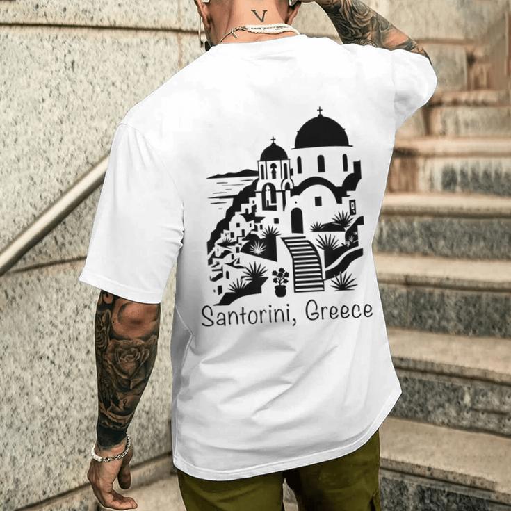 サントリーニ島 ギリシャ お土産 キクラデス諸島 エーゲ海 ギリシャ メンズTシャツ バックプリント 彼への贈り物