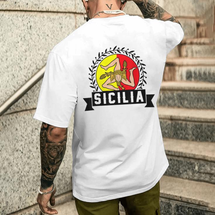 シチリア国旗 シチリア・パレルモ イタリア メンズTシャツ バックプリント 彼への贈り物