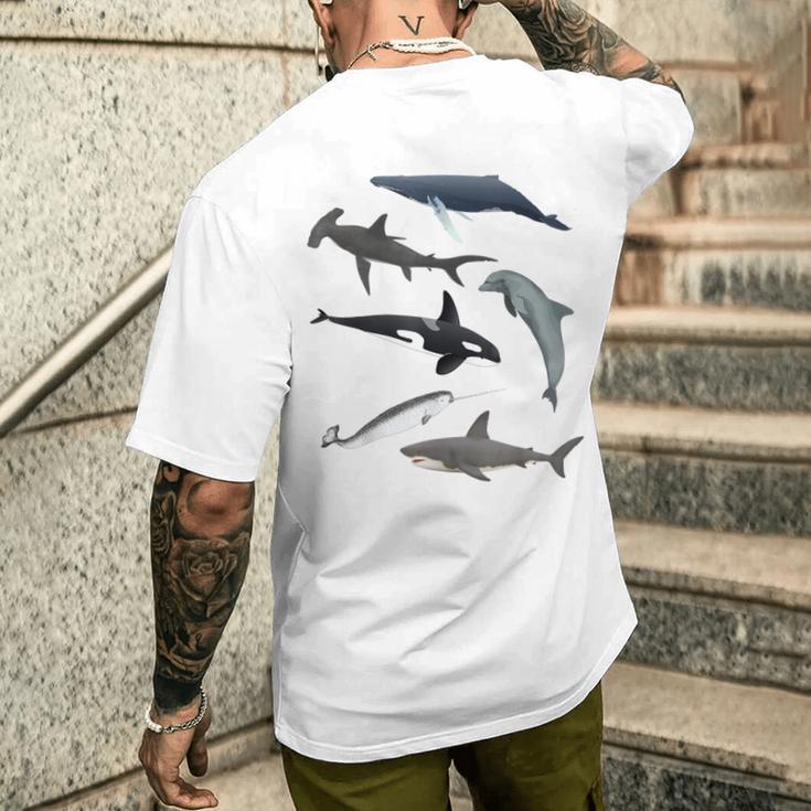 シャチ ジンベイザメ イッカク イルカ 海の生き物 メンズTシャツ バックプリント 彼への贈り物