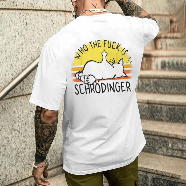 シュレディンガーの猫-シュレディンガーとは誰ですか？シュレディンガーの猫 メンズTシャツ バックプリント 彼への贈り物