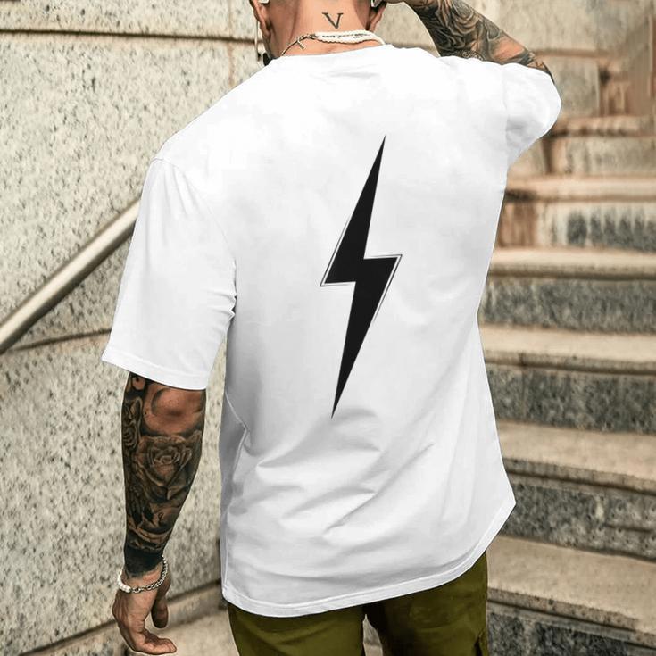 シンプルなブラックライトニングボルトグラフィック。 メンズTシャツ バックプリント 彼への贈り物