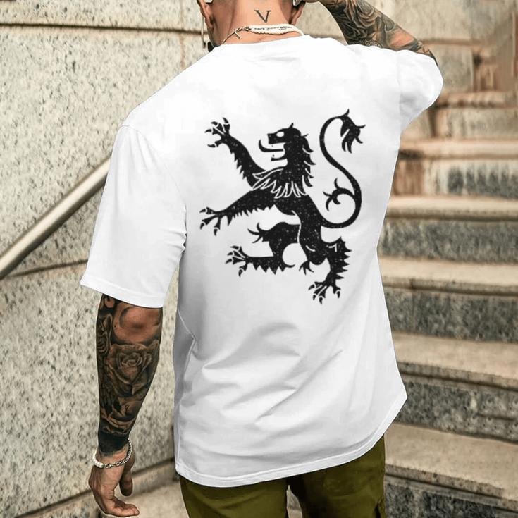 スコットランドライオンランパントシンボル ブラック メンズTシャツ バックプリント 彼への贈り物