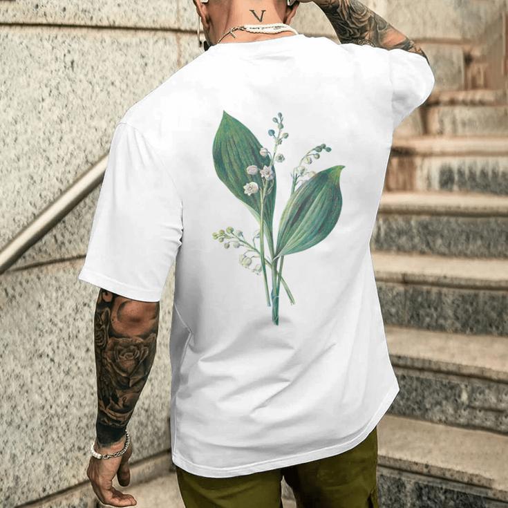スズラン植物アートペインティングtシャツ メンズTシャツ バックプリント 彼への贈り物