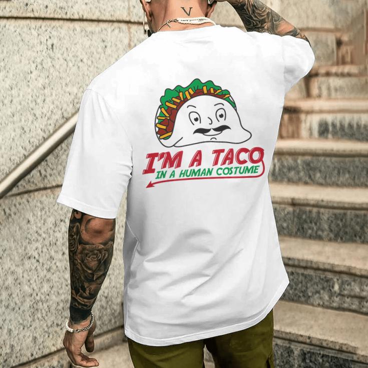 タコス イン ヒューマン コスチューム メキシカン テクスメックス ファヒータ ブリトー メンズTシャツ バックプリント 彼への贈り物