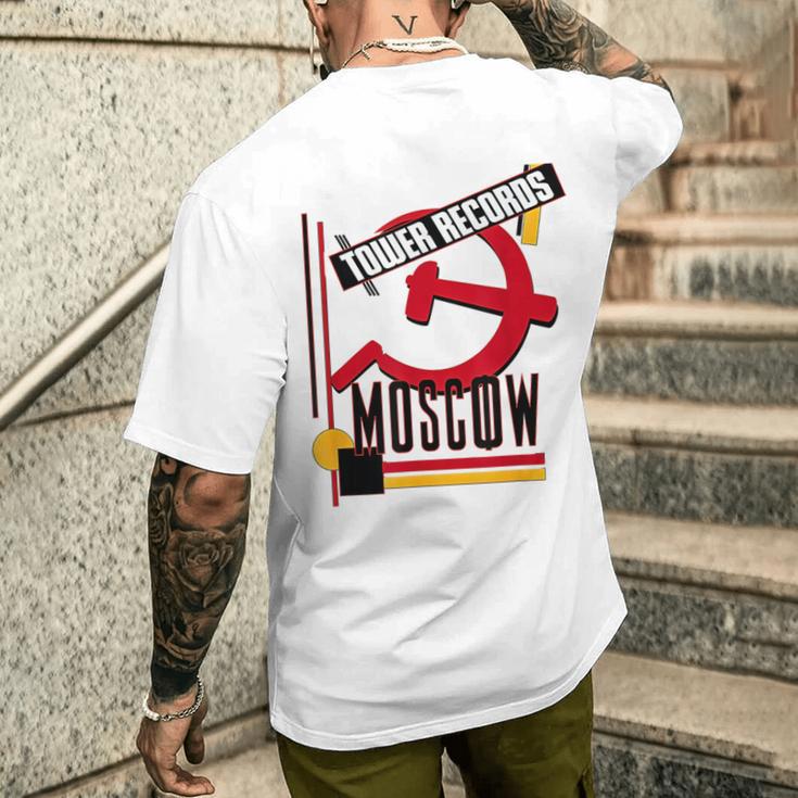タワーレコード モスクワ レトロ ヴィンテージ 音楽 メンズTシャツ バックプリント 彼への贈り物