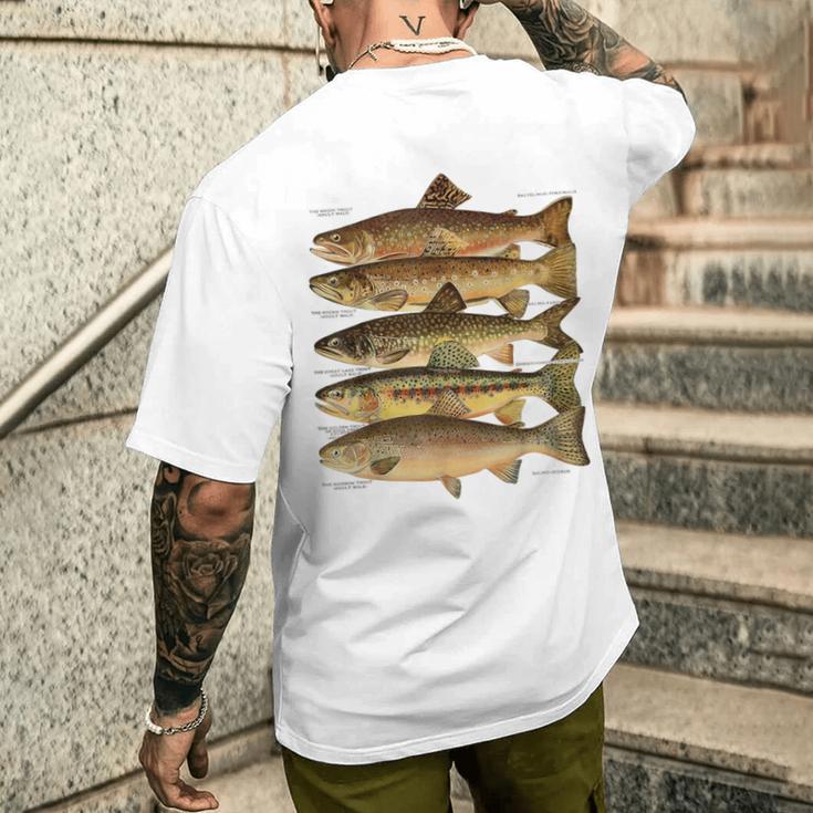 トラウト魚種種フィッシング フライフィッシング トラウト メンズTシャツ バックプリント 彼への贈り物