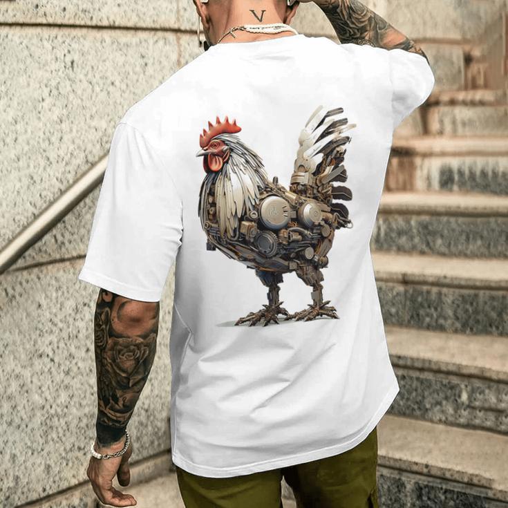 ニワトリ アニマルプリント 動物園 ロボット アートワーク 彫刻 ニワトリ メンズTシャツ バックプリント 彼への贈り物