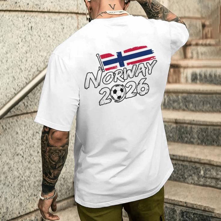ノルウェー サッカー フットボール 試合 プレーヤー ファン ノルウェー国旗 メンズTシャツ バックプリント 彼への贈り物