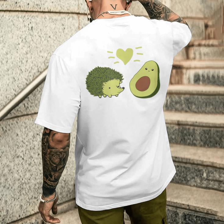 ハリネズミ アボカド ラブ メンズTシャツ バックプリント 彼への贈り物