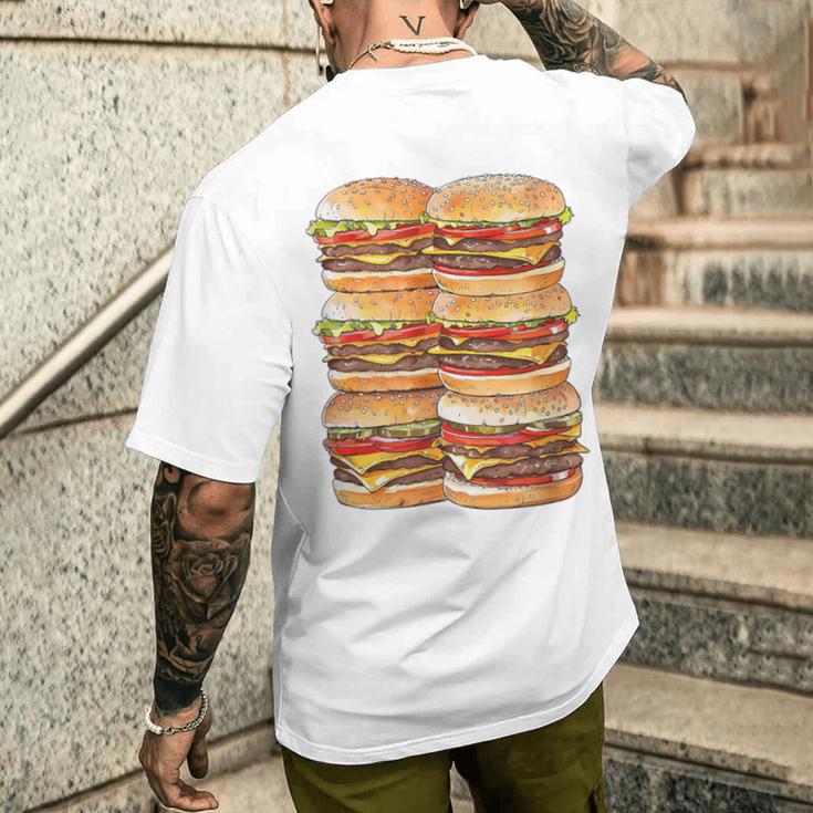 ハンバーガーデイパック ハンバーガー 6パック 腹筋 フェイク腹筋ジム メンズTシャツ バックプリント 彼への贈り物