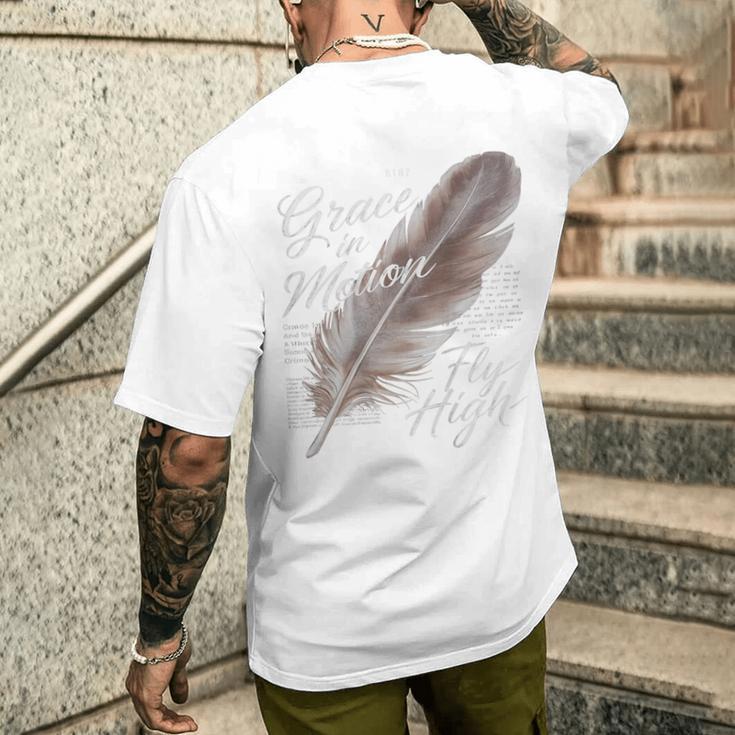 ヒップホップ ヴィンテージ エッジの効いた Y2k バックプリント ストリートウェア フェザー メンズTシャツ バックプリント 彼への贈り物