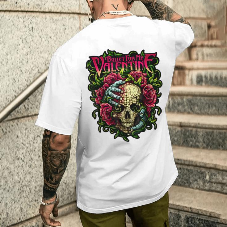 ファニー・ブレット、マイ・バレンタイン・スカル・ローゼズ、レッド・ブラッド・ホラー メンズTシャツ バックプリント 彼への贈り物