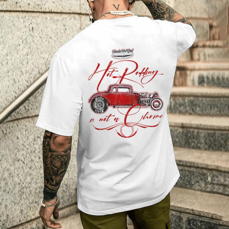 ホットロッド ホットロッド ハイボーイ T-バケツ ロッカリー 1930年代 ピンストライプ メンズTシャツ バックプリント 彼への贈り物