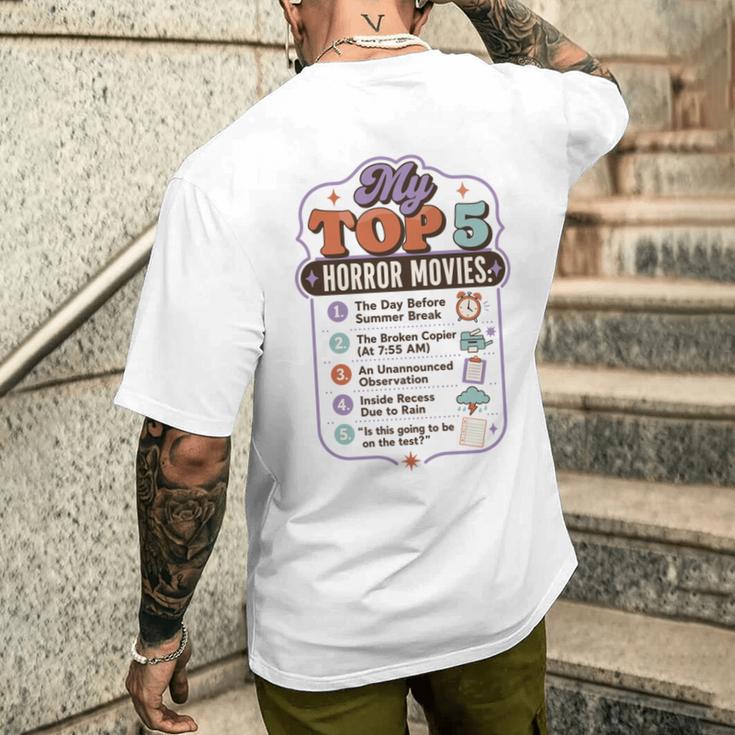 ホラー映画 教師 ユーモア 学校 映画 パロディ トップ5 長袖tシャツ メンズTシャツ バックプリント 彼への贈り物