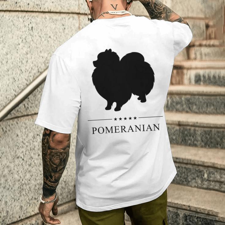 ポメラニアンブラックシルエット 長袖tシャツ メンズTシャツ バックプリント 彼への贈り物