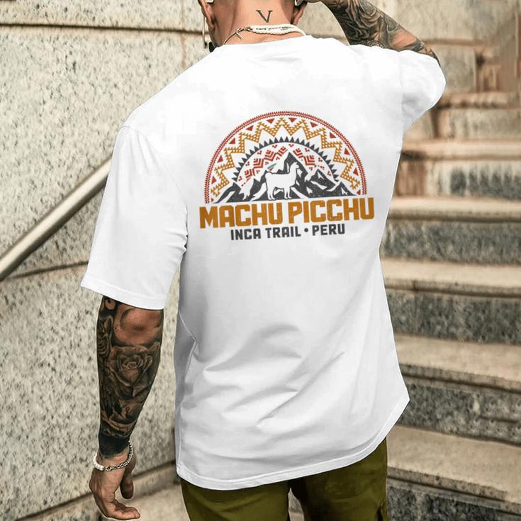マチュピチュ ペルー インカトレイル お土産 ラマ アルパカ ヴィンテージ メンズTシャツ バックプリント 彼への贈り物
