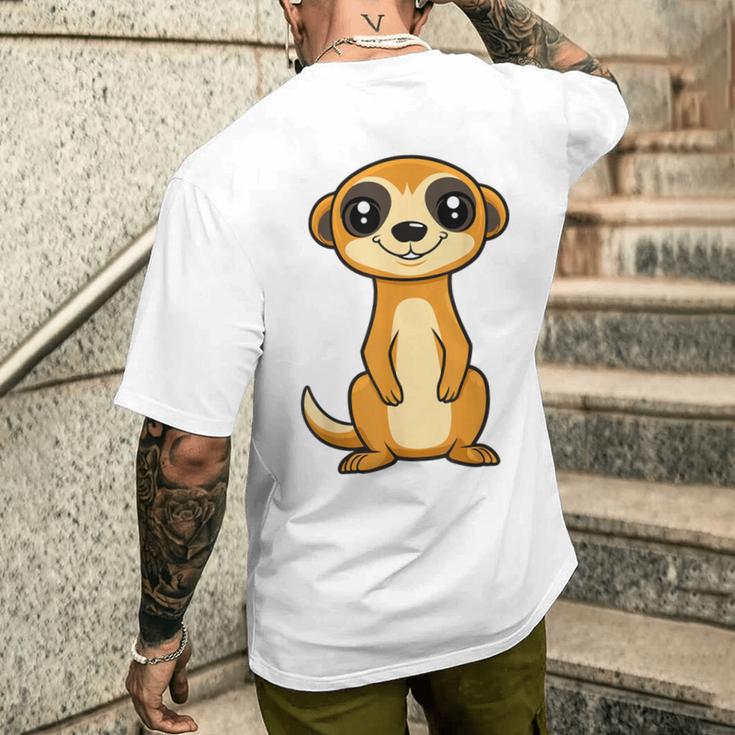 ミニマリストのミーアキャット 動物 シンプルでかわいいミーアキャット メンズTシャツ バックプリント 彼への贈り物