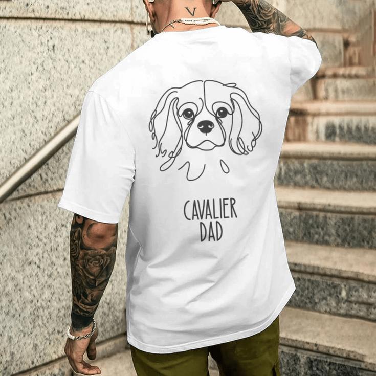 ラインアートベストドッグダッドメンズ-キャバリア 長袖tシャツ メンズTシャツ バックプリント 彼への贈り物