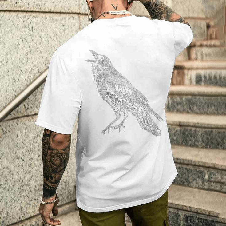 レイヴン カラス 動物愛好家 鳥 モチーフアート メンズTシャツ バックプリント 彼への贈り物