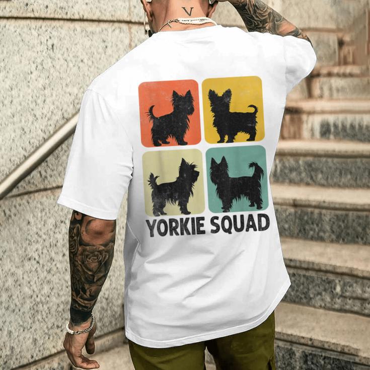 レトロ シルホーエット ヨーキー スクワッド ヨークシャーテリア ヨーキー 犬 メンズTシャツ バックプリント 彼への贈り物