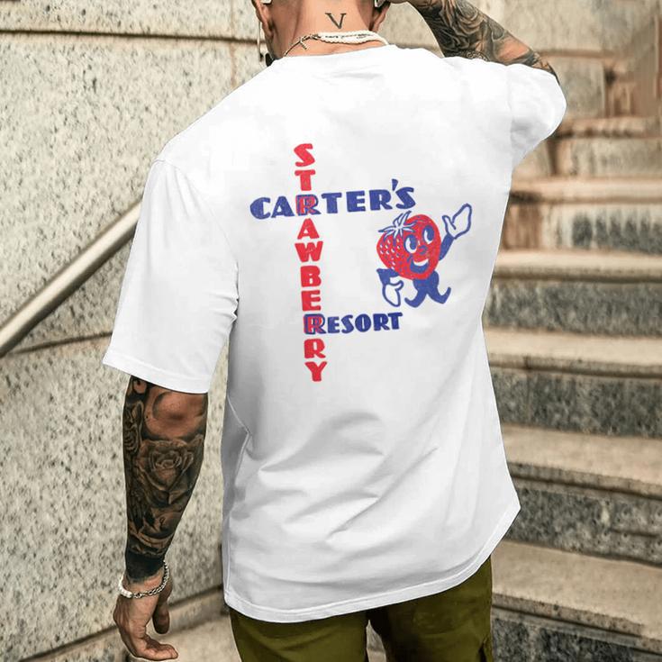 レトロ ホテル カーターズ ストロベリー リゾート カリフォルニア メンズTシャツ バックプリント 彼への贈り物