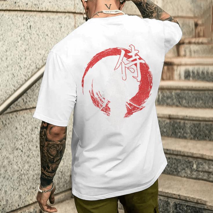 レトロな武士道 武士 日本のサムライデザイン メンズTシャツ バックプリント 彼への贈り物