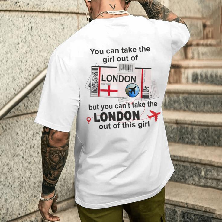 ロンドンガール ロンドン搭乗券 ロンドン メンズTシャツ バックプリント 彼への贈り物