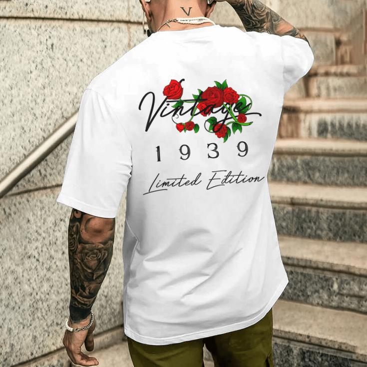 ヴィンテージ 87歳の誕生日 デコレーション ヴィンテージ 1939 87歳 メンズTシャツ バックプリント 彼への贈り物