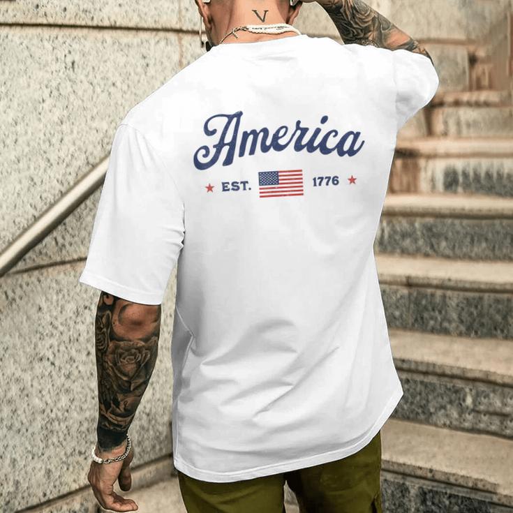 ヴィンテージ アメリカ国旗 Usa 4Th Of July American Flag Patriotic メンズTシャツ バックプリント 彼への贈り物