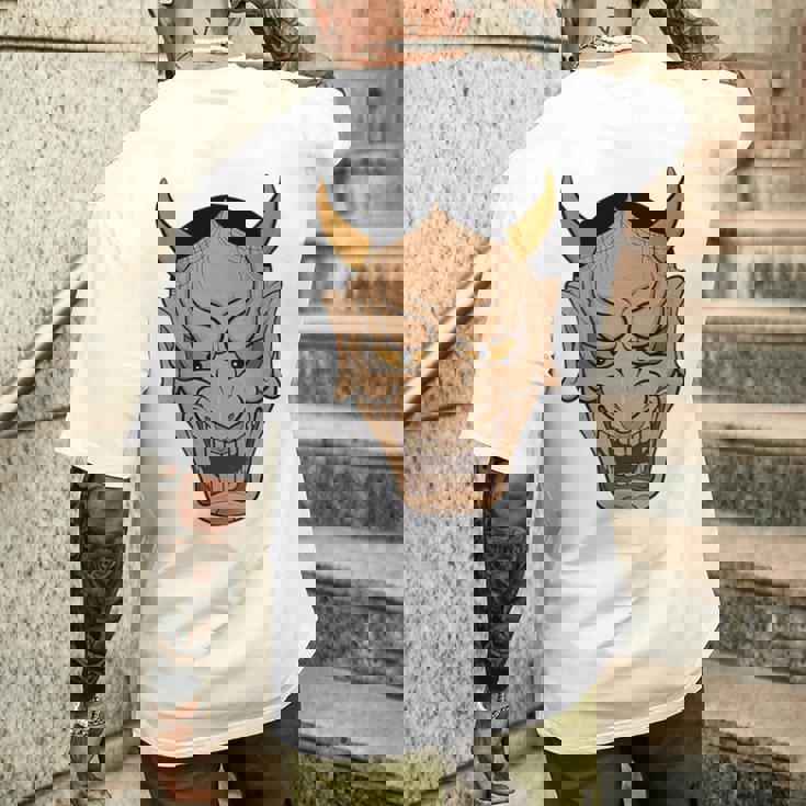 ヴィンテージの般若能面、浮世絵スタイル メンズTシャツ バックプリント 彼への贈り物