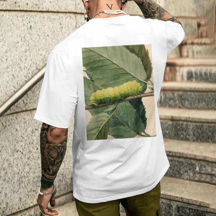 月の毛虫、ビンテージ昆虫画、ルナの幼虫 M メンズTシャツ バックプリント 彼への贈り物