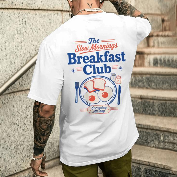 朝食クラブ スローモーニング ブランチ 恋人 卵 トースト メンズTシャツ バックプリント 彼への贈り物