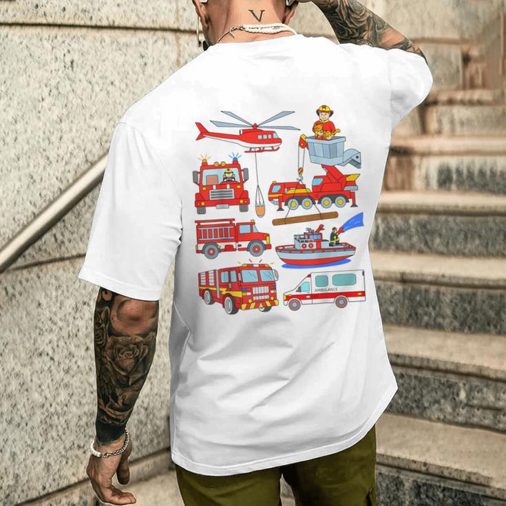 消防車 消防士 消防士 消防車 消防車 男の子 メンズTシャツ バックプリント 彼への贈り物