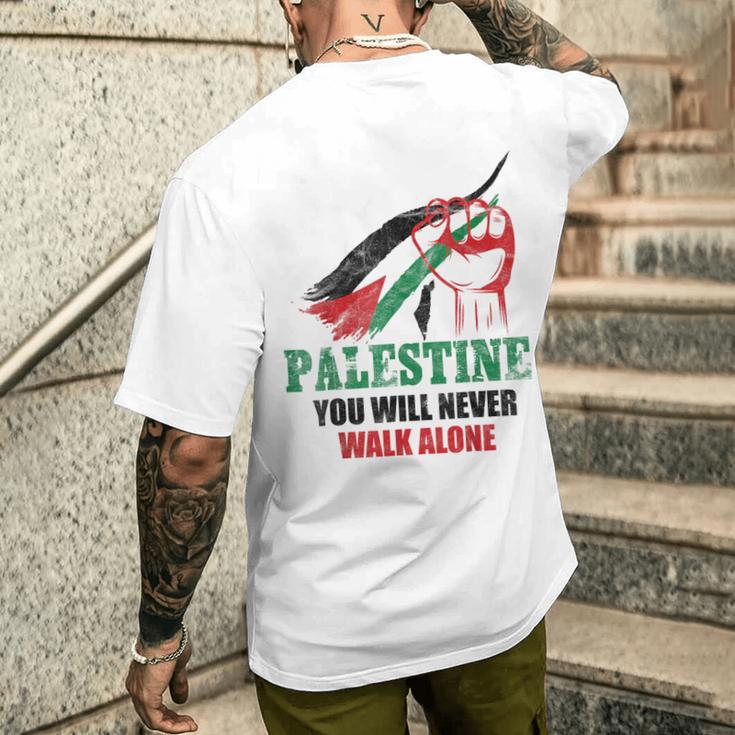 無料ガザパレスチナ国旗 アラビアギフト パレスチナ メンズTシャツ バックプリント 彼への贈り物
