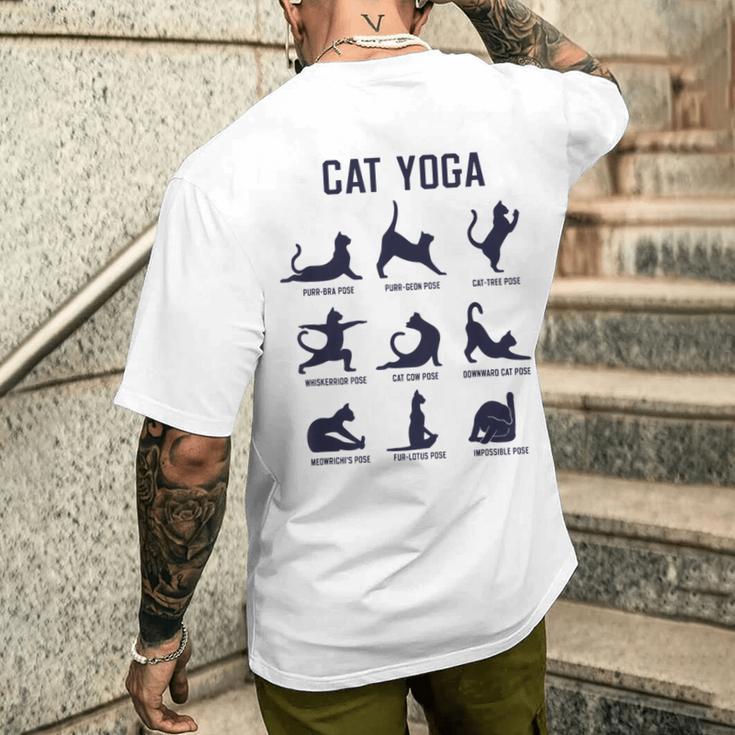 猫のヨガのポーズ メンズTシャツ バックプリント 彼への贈り物