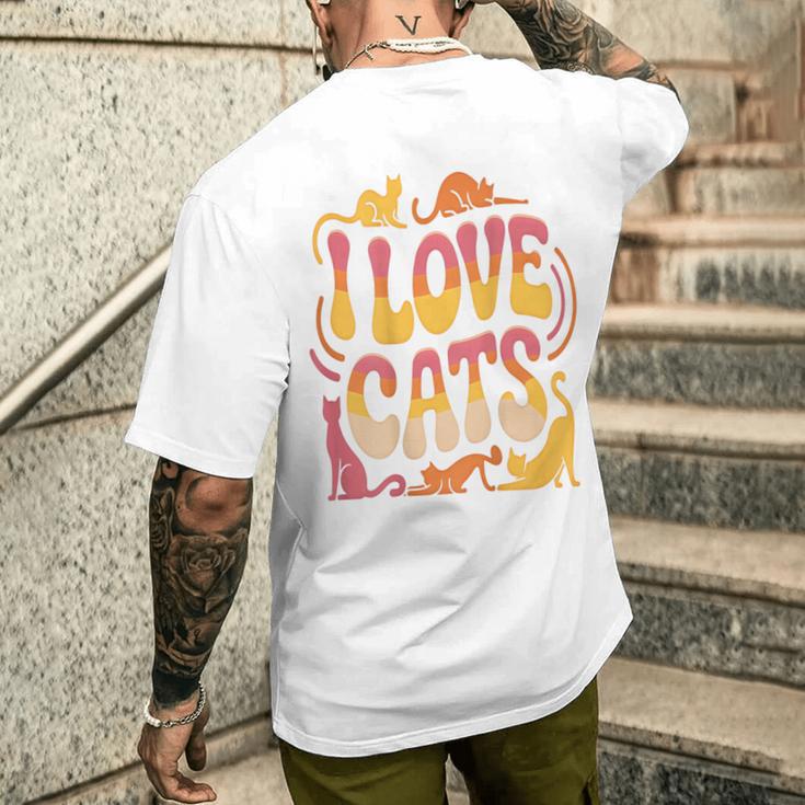 バックプリント 猫好き 引用 おもしろ猫 ミーム I Love Cats メンズTシャツ バックプリント 彼への贈り物