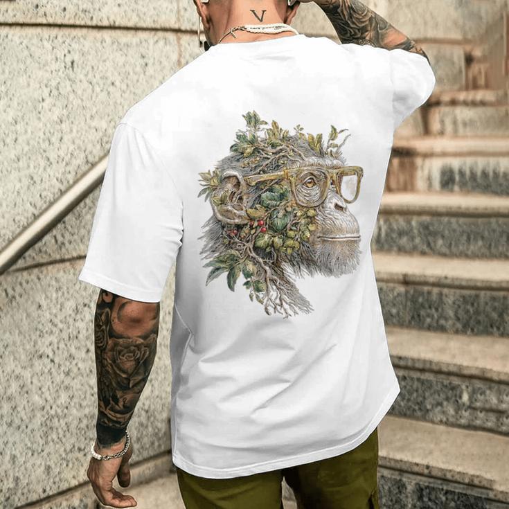 猿 野生動物 サファリ 動物愛好家 グラフィック イラスト メンズTシャツ バックプリント 彼への贈り物