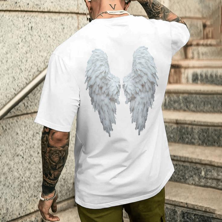 背面に天使の羽。 メンズTシャツ バックプリント 彼への贈り物