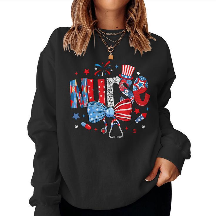 4Th Of July Nurse American Flag Fourth Of July Nurse Women Sweatshirt