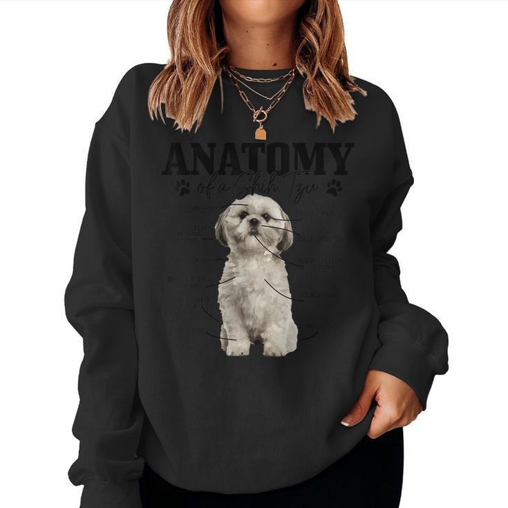 Anatomia Di Unhih Tzu Cane Divertente Carino Pitbull Mamma Pitbull Papà Women Sweatshirt