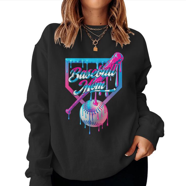 Mom Mama Baseball Ice Cream Drip Birthday Women Sweatshirt