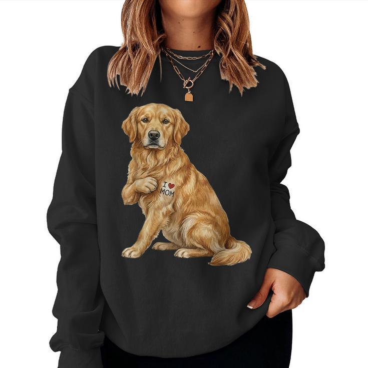 Golden Retriever I Love Mom Dog Mom Women Sweatshirt