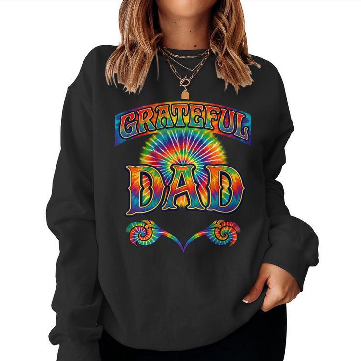 Grateful Dad Tie Dye Retro Hippie Rainbow Festa Del Papà Women Sweatshirt