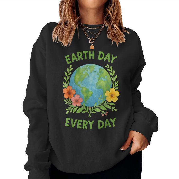 Happy Earth Day Every Day Environment Floral Earth Day 2026 Women Sweatshirt