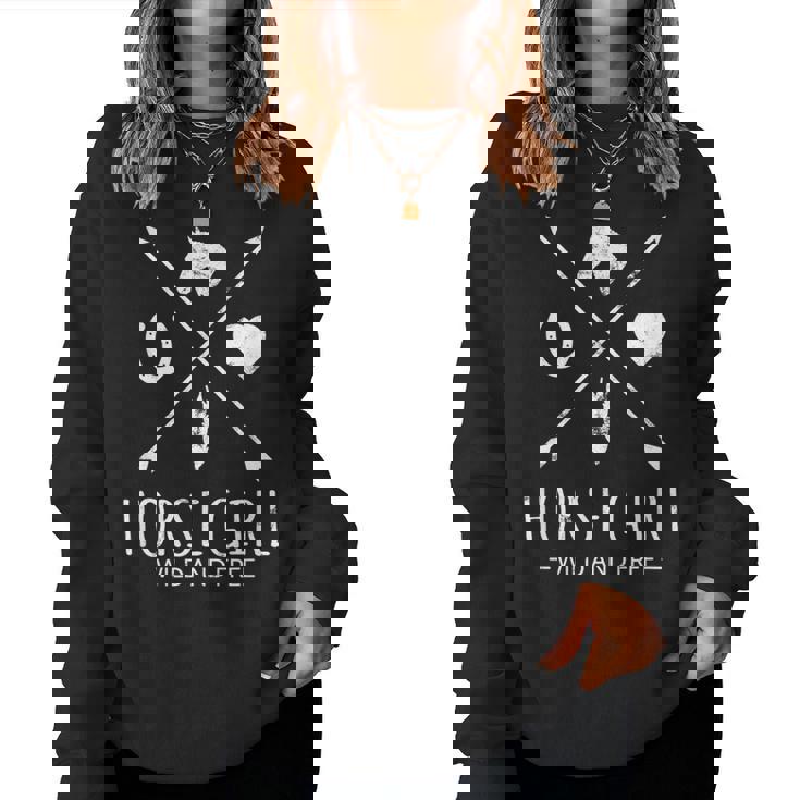 Horse Girl Wild And Free Arrow 馬好き乗馬tシャツ レディーススウェットシャツ