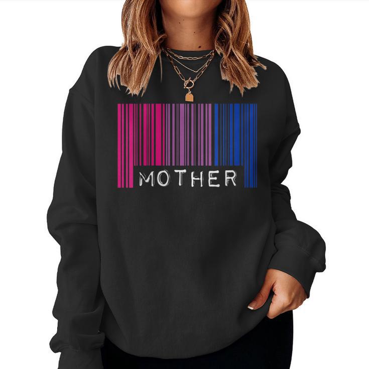 Madre Bisexual Orgullo Bandera Código De Barras Lgbtq Día De La Madre Mamá Cuello Sudadera Mujer