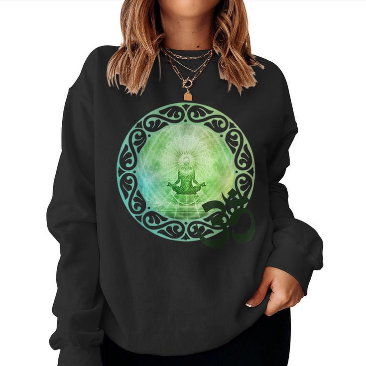 Mandala Namaste スピリチュアルブッダ ファッション服セット グリーン レディーススウェットシャツ