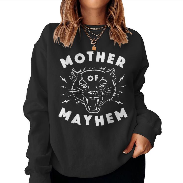 Mother Of Mayhem Vintage Angry Cat Mom Women Sweatshirt